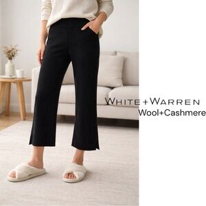 White + Warren Wool Cashmere Women’s  Cropped Flare Lounge Pants XS Black